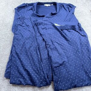 Boden Womens Navy Blue Star Print Henley Pajama Set Long Sleeve 2 Piece PJ Set 6